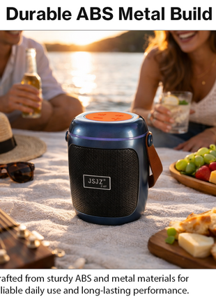 Portable Wireless Bluetooth Speaker with FM Radio, RGB Lights, TF/USB Playback, Built-In Mic, Rechargeable 8W Speaker