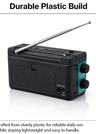 Portable 3-Band AM/FM/SW Radio Bluetooth 5.4 USB/TF Light