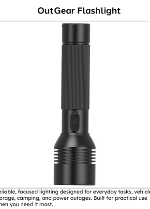 OUTGEAR Rechargeable LED Flashlight 2200mAh USB-C 5 Modes Black 16.5cm 200g with Arm Strap