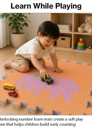 10-Piece Interlocking Foam Play Mats with Removable Animal Inserts for Kids Soft Anti-Slip Floor Tiles