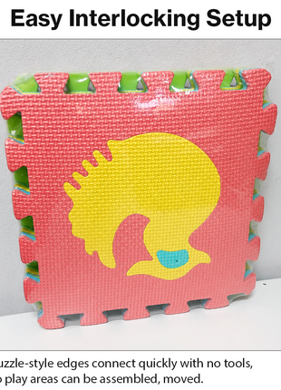 10-Piece Interlocking Foam Play Mats with Removable Animal Inserts for Kids Soft Anti-Slip Floor Tiles