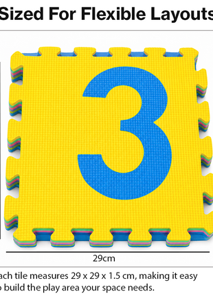 Number Interlocking Foam Floor Mats 10 Pack  Non-Toxic EVA Kids Puzzle Tiles Play Area Exercise Flooring Set
