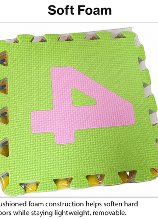 Number Interlocking Foam Floor Mats 10 Pack  Non-Toxic EVA Kids Puzzle Tiles Play Area Exercise Flooring Set