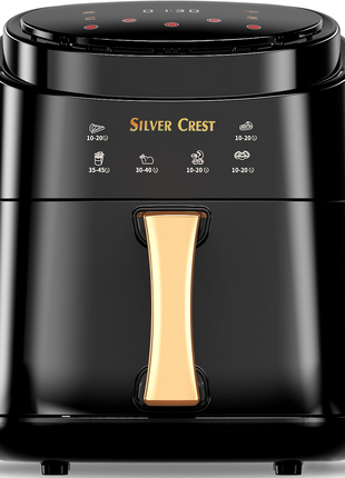 Silver Crest JD689B Air Fryer – XXL Capacity, 4 Preset Functions, 1400W Power, Adjustable Temp 80–210°C, Non-Stick Basket, for 3–6 People - Black