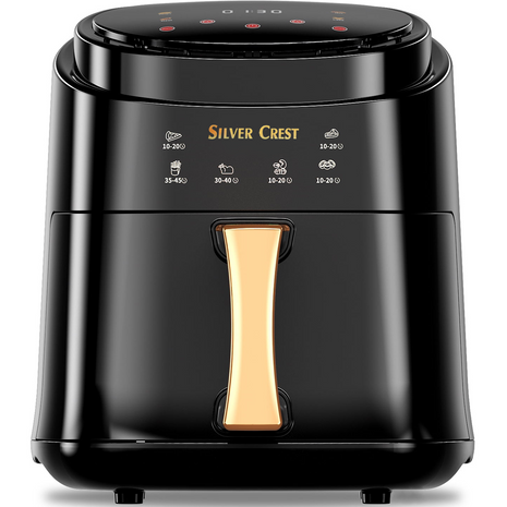 Silver Crest JD689B Air Fryer – XXL Capacity, 4 Preset Functions, 1400W Power, Adjustable Temp 80–210°C, Non-Stick Basket, for 3–6 People - Black