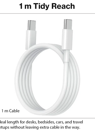 Fast Charging USB-C to USB-C Cable 1 m, Reversible Sync and Charge Cable for USB-C Phones, Tablets, Power Banks and Chargers