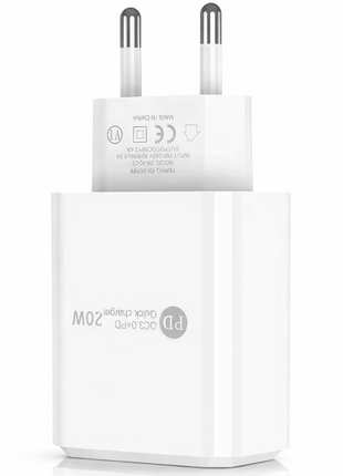 20W Dual USB Wall Charger – Fast Charging Block with USB-C & USB-A – Compact ABS – 2-Pin Plug