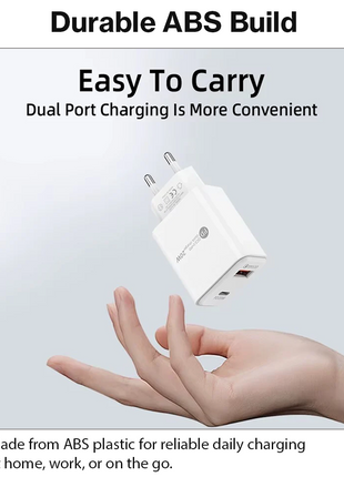 Dual USB Wall Charger  – 20W USB-C PD + 18W USB-A – EU Plug