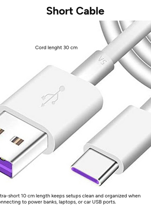 USB-A to USB-C Charging & Data Cable 80 cm Nylon Durable Travel Cable for USB-C Smartphones Tablets GPS MP4 Devices White