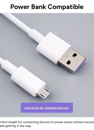 Micro USB Charging & Data Cable 80 cm Nylon Braided USB-A to Micro-USB Durable Sync Cable for Android Phones White