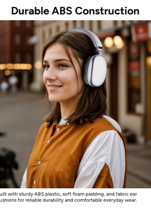 Wireless Over-Ear Bluetooth Headphones ANC, 800mAh, 90h Music/Call Time, Touch Control, TF/AUX/FM, Type-C, IPX4- White