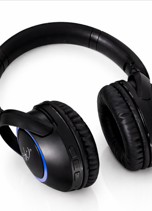 Spid Wireless Bluetooth 5.3 Over-Ear Headphones with AUX Cable, USB-C Charging, 40H Playtime, RGB Light Ring, 10 m Range, Black