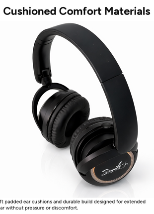 Spid Wireless Bluetooth 5.3 Over-Ear Headphones with AUX Cable, USB-C Charging, 40H Playtime, RGB Light Ring, 10 m Range, Black