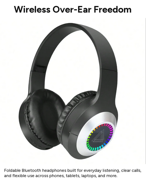 Wireless Bluetooth 5.3 Foldable Over-Ear Headphones 50h Battery