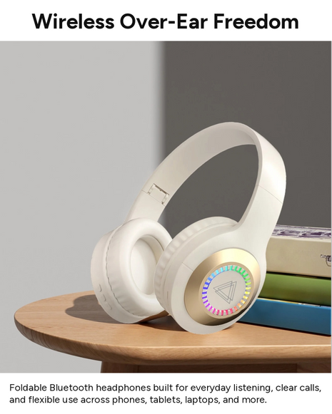 Wireless Bluetooth 5.3 Foldable Over-Ear Headphones 50h Battery