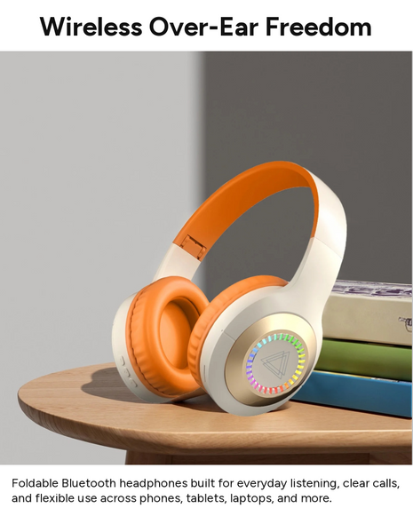 Wireless Bluetooth 5.3 Foldable Over-Ear Headphones 50h Battery