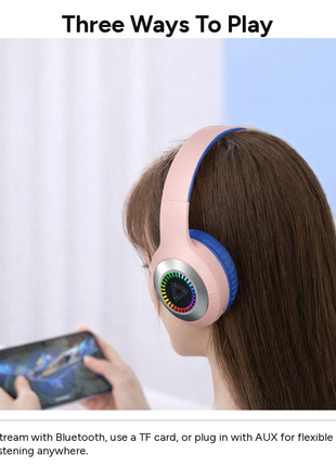Wireless Bluetooth 5.3 Foldable Over-Ear Headphones 50h Battery