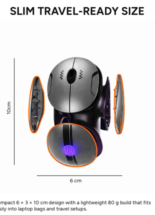 Tri-Mode Wireless Bluetooth Mouse USB-C Rechargeable Silent Click 2.4G + BT1 + BT2 Ergonomic ABS Grey Computer Mouse
