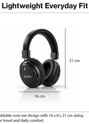 Wireless Bluetooth Over-Ear Headphones Foldable Stereo Headset with Deep Bass, AUX Input, USB-C Charging