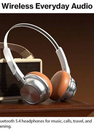 Bluetooth 5.4 Wireless On-Ear Headphones with Type-C