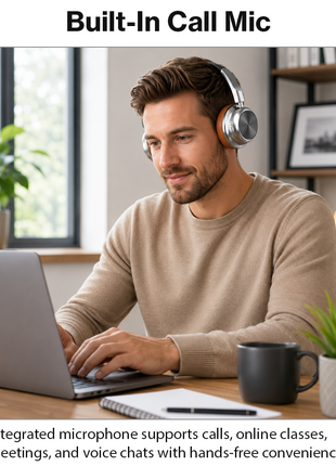 Bluetooth 5.4 Wireless On-Ear Headphones with Type-C