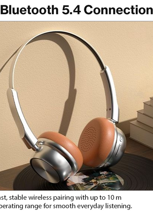 Bluetooth 5.4 Wireless On-Ear Headphones with Type-C