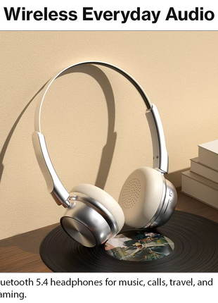 Bluetooth 5.4 Wireless On-Ear Headphones with Type-C