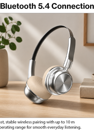 Bluetooth 5.4 Wireless On-Ear Headphones with Type-C