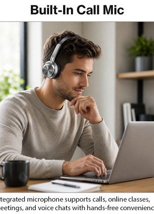 Bluetooth 5.4 Wireless On-Ear Headphones with Type-C