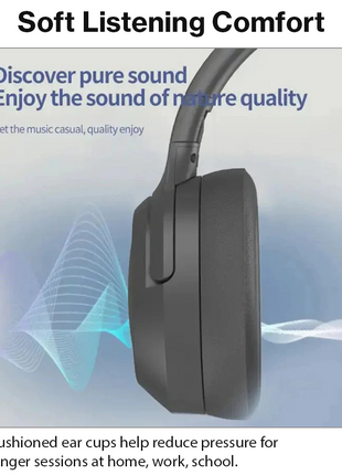 Wireless Foldable Noise Reduction Headphones with 40mm Speakers, Type-C Charging, 10m Black