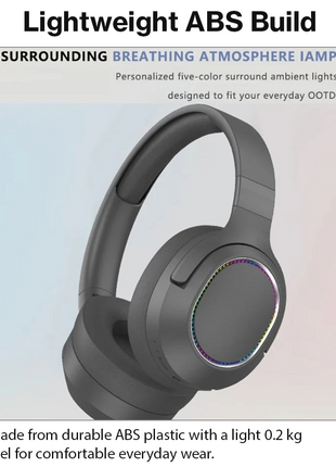 Wireless Foldable Noise Reduction Headphones with 40mm Speakers, Type-C Charging, 10m Black