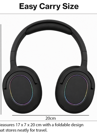 Wireless Foldable Noise Reduction Headphones with 40mm Speakers, Type-C Charging, 10m Black