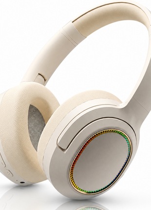 Wireless Foldable Noise Reduction Headphones with 40mm Speakers, Type-C Charging, 10m Beige
