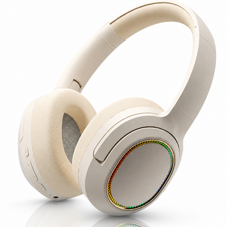Wireless Foldable Noise Reduction Headphones with 40mm Speakers, Type-C Charging, 10m Beige