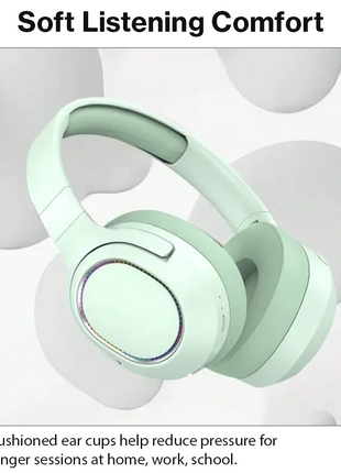 Wireless Foldable Noise Reduction Headphones with 40mm Speakers, Type-C Charging, 10m Range,Green