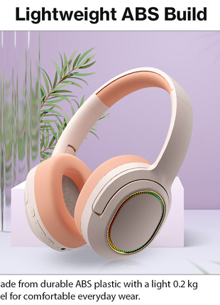Wireless Foldable Noise Reduction Headphones with 40mm Speakers, Type-C Charging, 10m PinkOrange