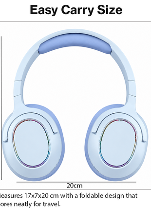 Wireless Foldable Noise Reduction Headphones with 40mm Speakers, Type-C Charging, 10m Blue