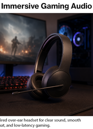 Over-Ear Gaming Headset with Boom Mic, 40 mm Drivers and 3.5 mm Multi-Platform Compatibility Black