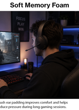 Over-Ear Gaming Headset with Boom Mic, 40 mm Drivers and 3.5 mm Multi-Platform Compatibility Black