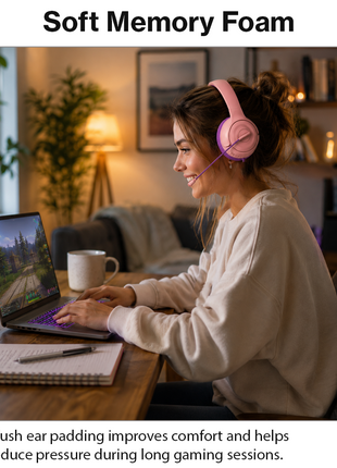 Over-Ear Gaming Headset with Boom Mic, 40 mm Drivers and 3.5 mm Multi-Platform Compatibility Pink
