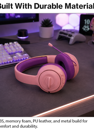 Over-Ear Gaming Headset with Boom Mic, 40 mm Drivers and 3.5 mm Multi-Platform Compatibility Pink
