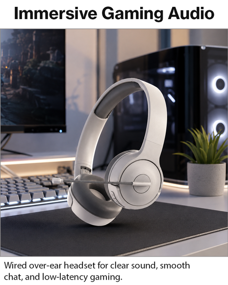 Over-Ear Gaming Headset with Boom Mic, 40 mm Drivers and 3.5 mm Multi-Platform Compatibility
