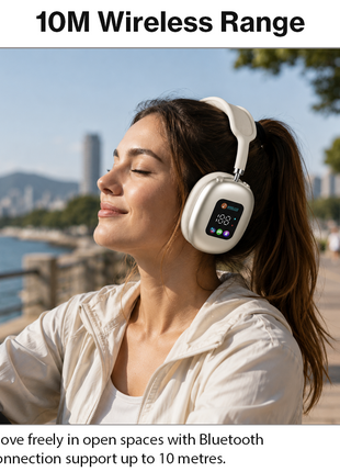 Wireless Bluetooth Over-Ear Headphones Black Bluetooth 5.4 Low Latency 10m Range Beige