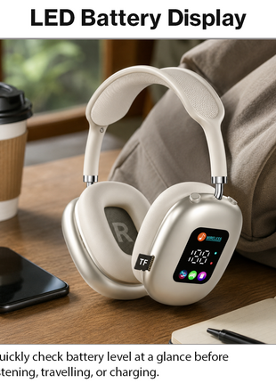 Wireless Bluetooth Over-Ear Headphones Black Bluetooth 5.4 Low Latency 10m Range Beige