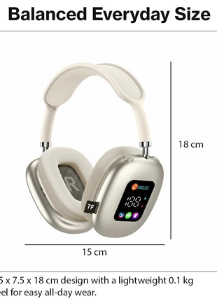 Wireless Bluetooth Over-Ear Headphones Black Bluetooth 5.4 Low Latency 10m Range Beige