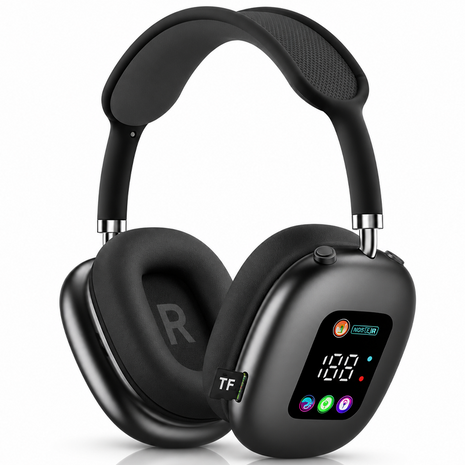 Wireless Bluetooth Over-Ear Headphones Black Bluetooth 5.4 Low Latency 10m Range Black