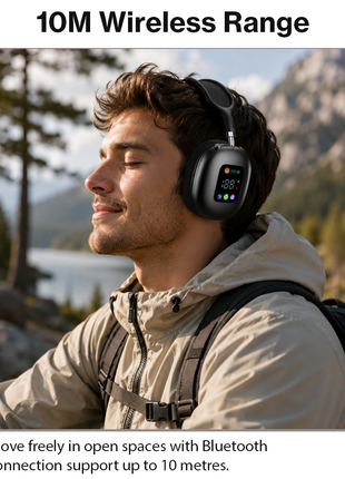 Wireless Bluetooth Over-Ear Headphones Black Bluetooth 5.4 Low Latency 10m Range Black