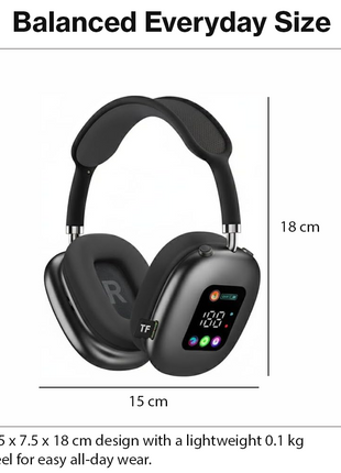 Wireless Bluetooth Over-Ear Headphones Black Bluetooth 5.4 Low Latency 10m Range Black