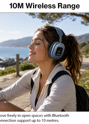 Wireless Bluetooth Over-Ear Headphones Black Bluetooth 5.4 Low Latency 10m Range Blue