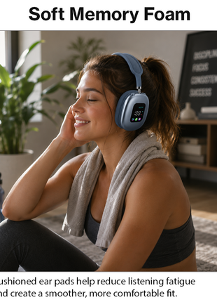 Wireless Bluetooth Over-Ear Headphones Black Bluetooth 5.4 Low Latency 10m Range Blue